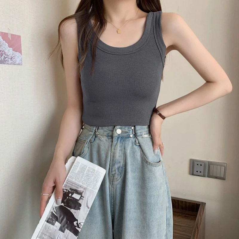 特大码300斤夏季韩版背心女螺纹宽松简约百搭无袖打底衫个性上衣