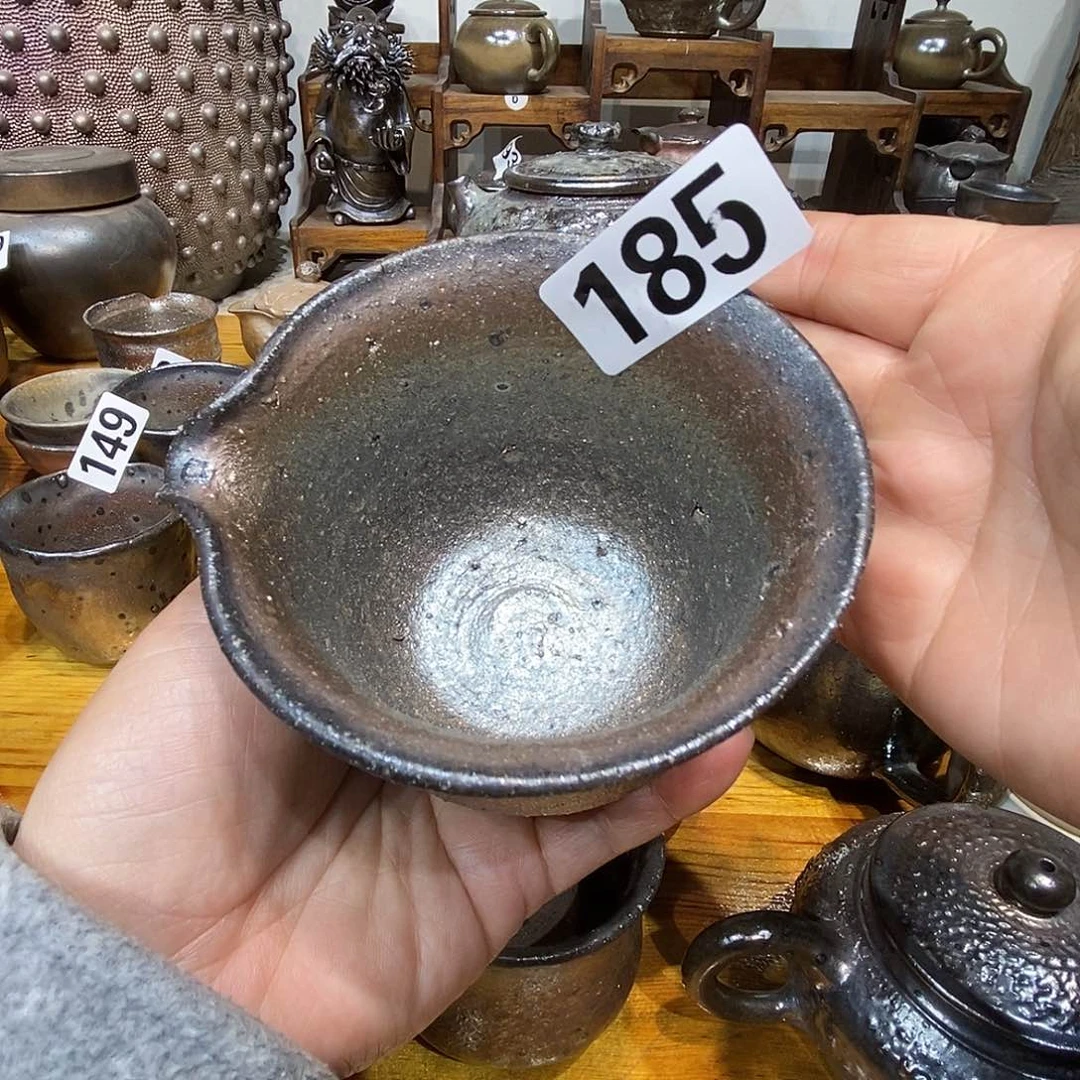 清*高温柴烧陶泥公杯