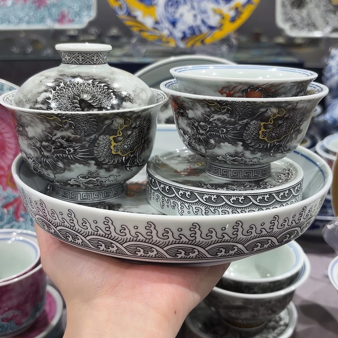 盖碗景德镇瓷器艺术半手