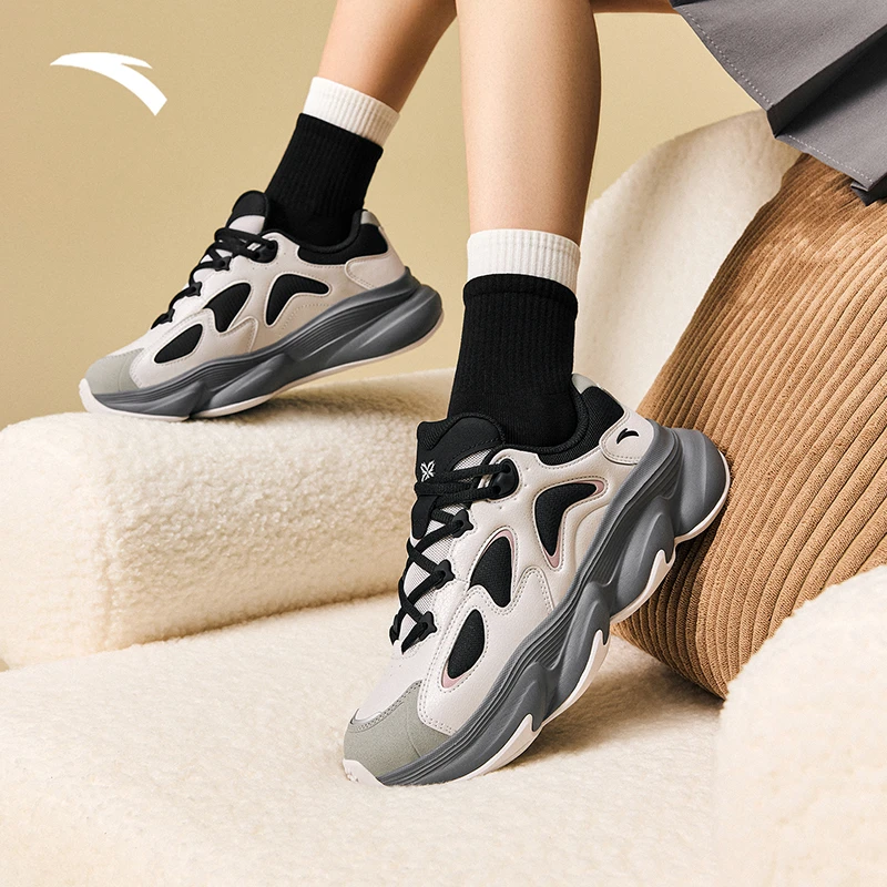 安踏喵喵鞋厚底轻便时尚百搭复古潮流秋季增高软底休闲鞋女鞋老爹