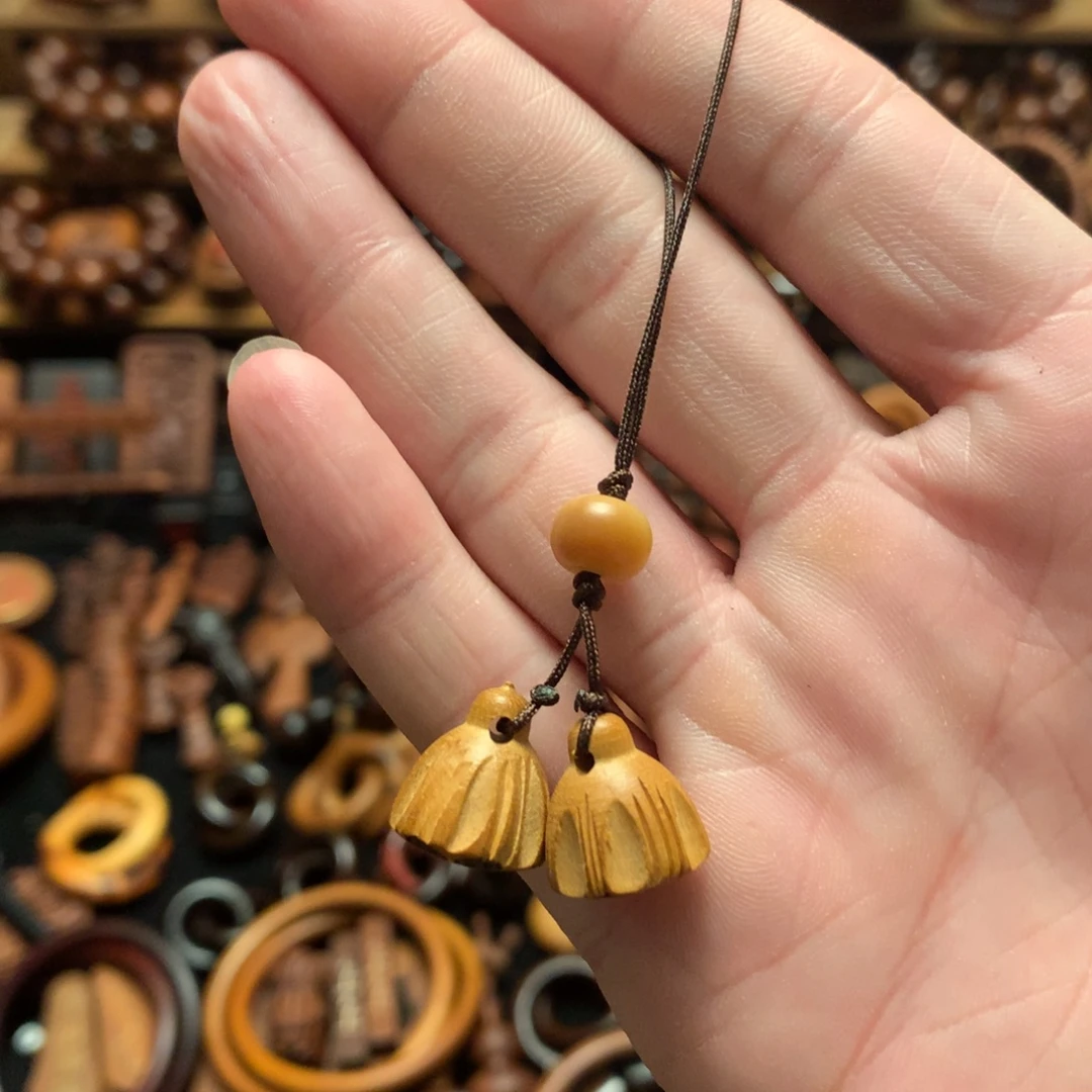 枣木桃木手机挂件同心并蒂莲