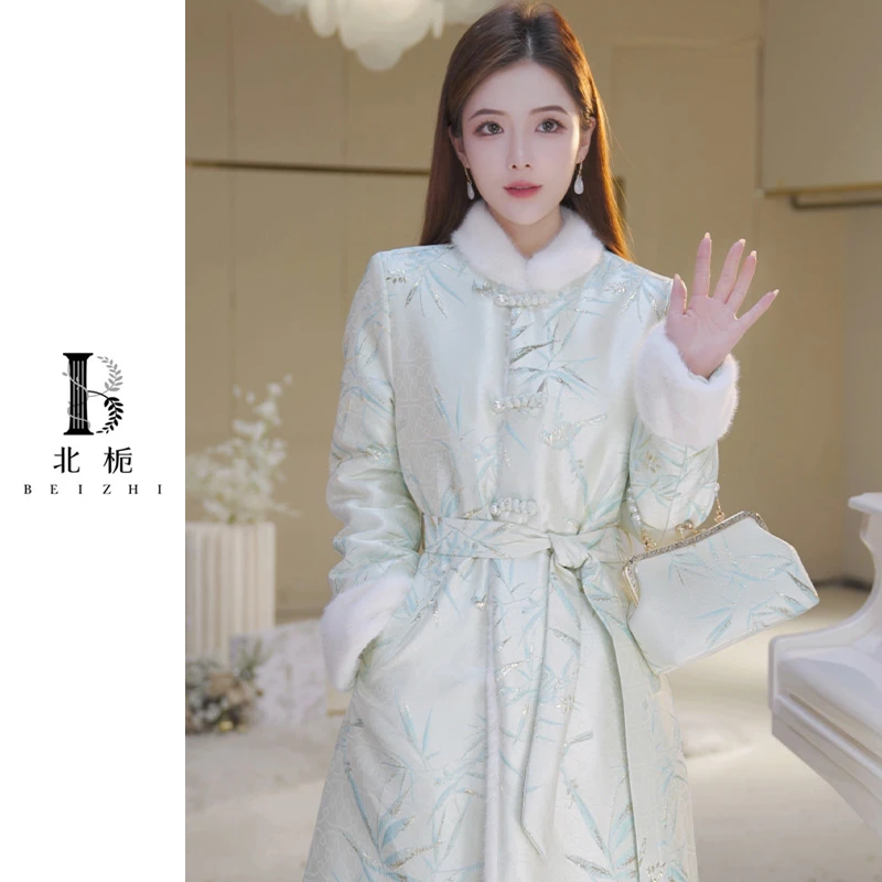 【北栀】盘扣刺绣两面穿国风中长款外套813550