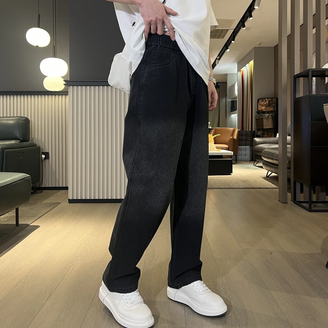 新款满天星男士春夏季牛仔裤显腿长面料柔软百搭直筒裤休闲裤
