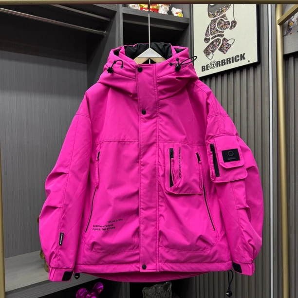 620户外工装冲锋衣冬季连帽白鸭绒国标羽绒服男士潮流百搭厚外套