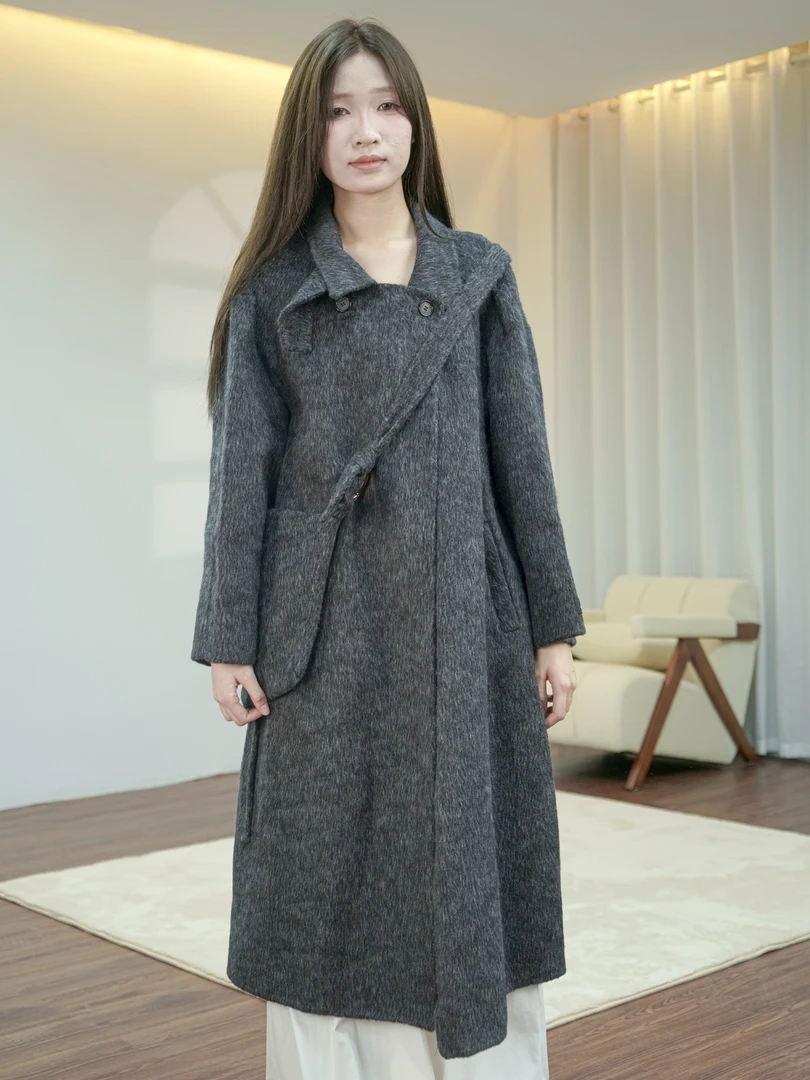 羊毛大衣设计感秋冬保暖羊绒大衣女小众毛呢大衣