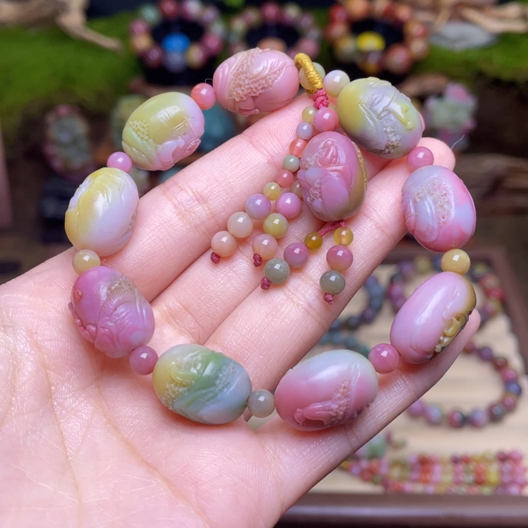舜***水玛瑙/玉髓未镶嵌珠宝半成品盐源玛瑙山水蛋蛋串