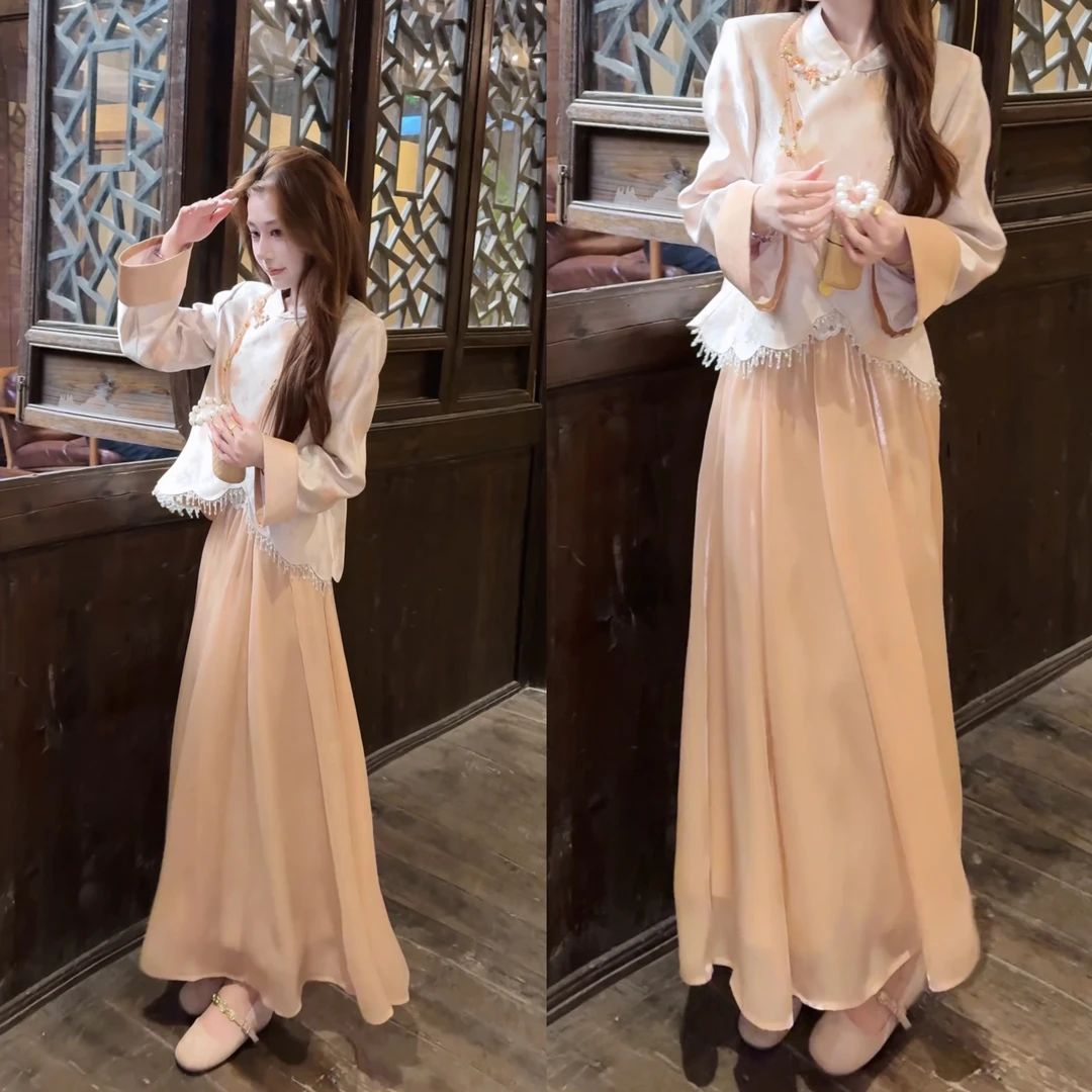 【婷婷】《好柿连连》锦绣 新中式缎面撞色贵气套装 TT2SQTY2335