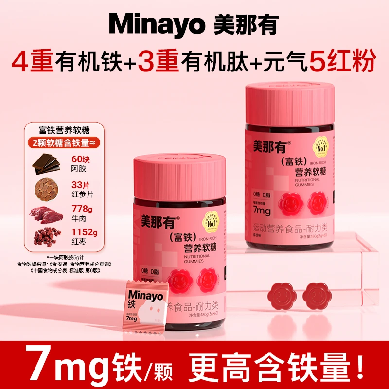 Minayo美那有高阶元气铁富铁营养软糖7mg女姨妈期孕产期-RB