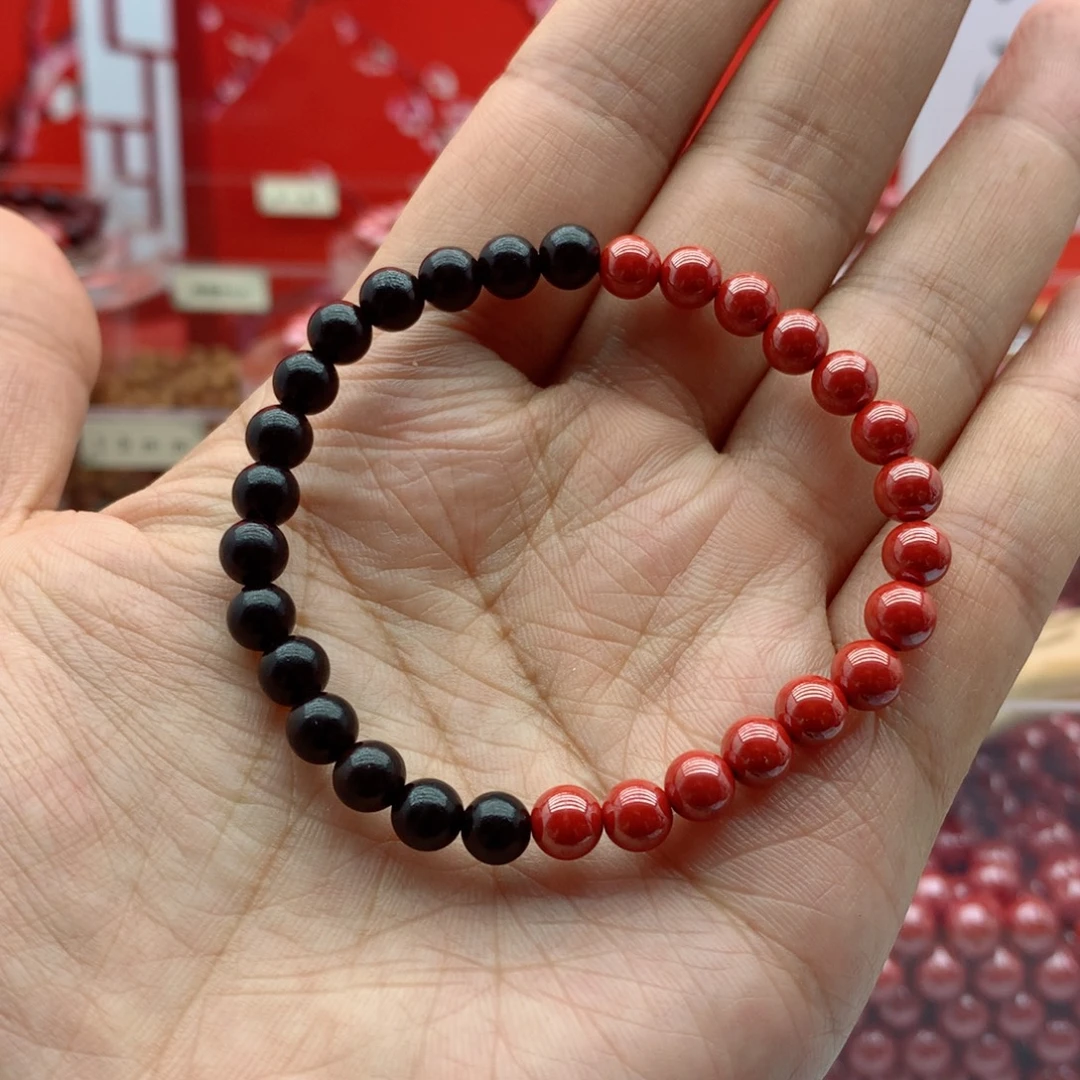 天然辰砂黑檀搭配帝王砂6mm