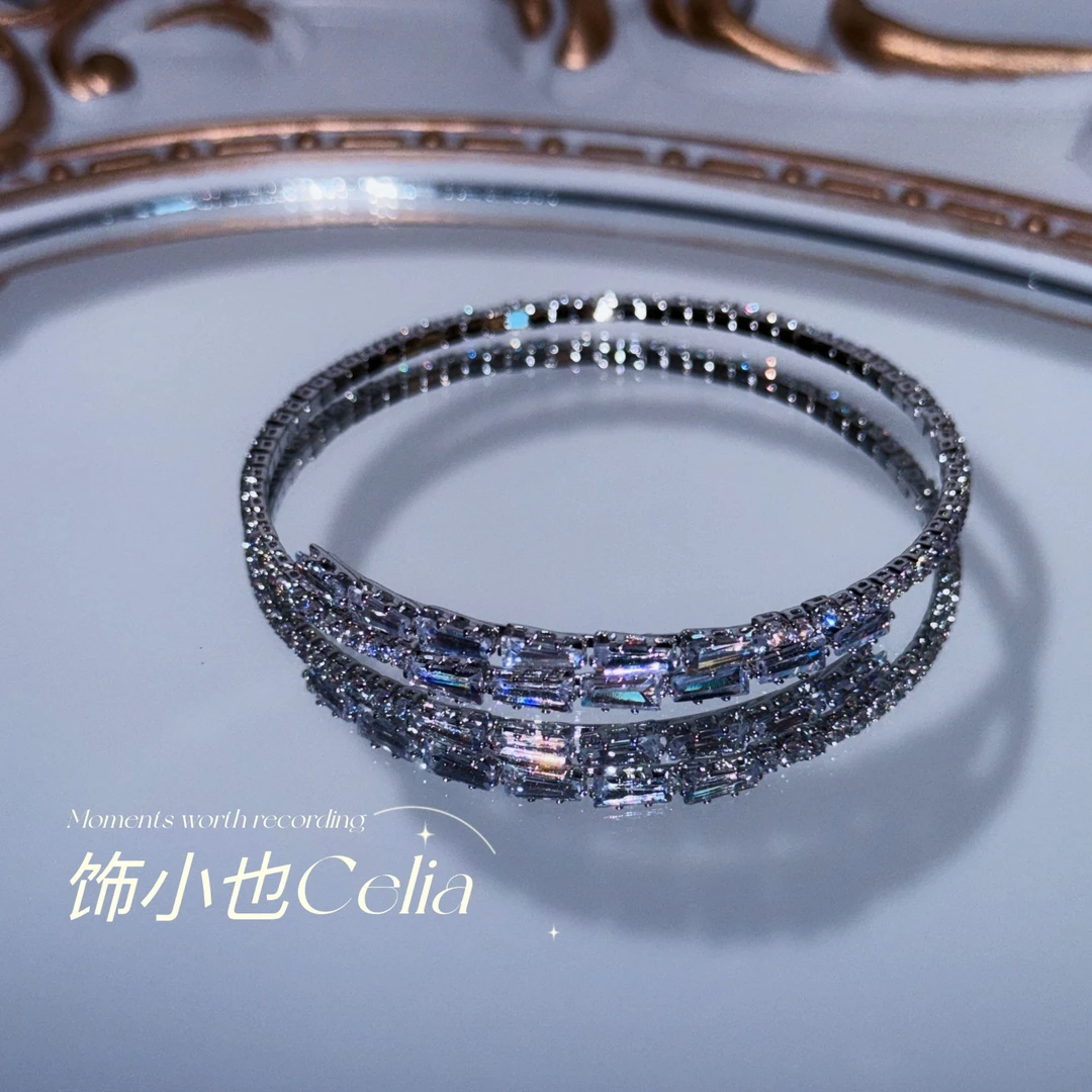 合金合成锆石手镯 "永夜萤火”清冷高级感小众手镯多层饰品B00037