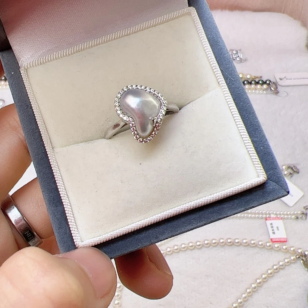 海水珍珠戒指银S925镶嵌