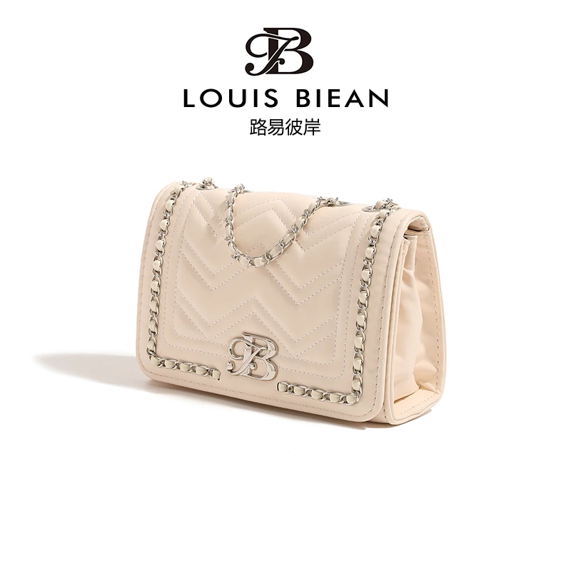 2024新款路易彼岸百搭通勤链条包翻盖磁扣斜挎小方包7098白色