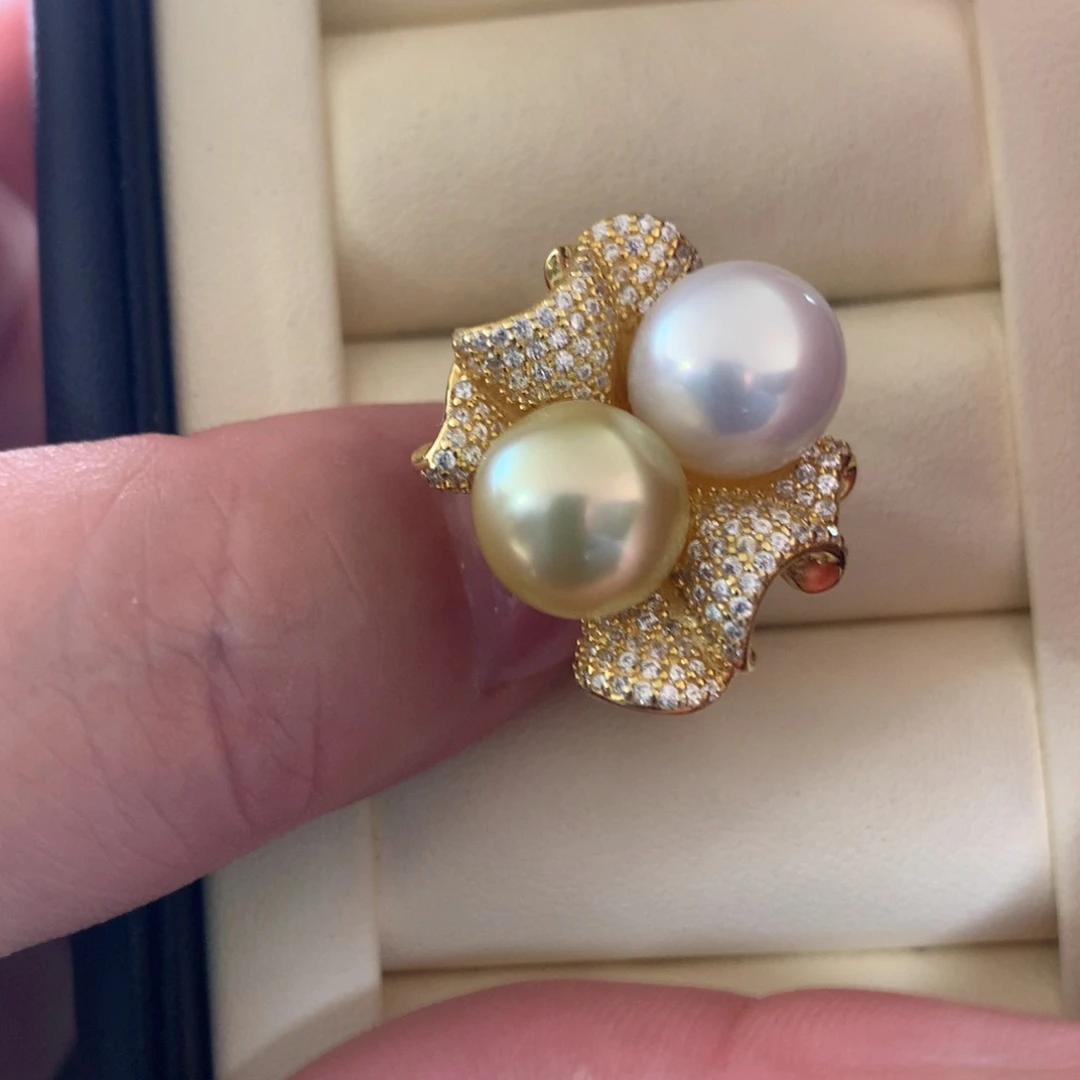 银S925镶嵌海水珍珠戒指