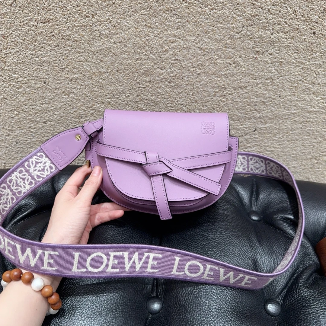 99新 LOEWE/罗意威  Gate mini香芋紫马鞍包新款宽肩带