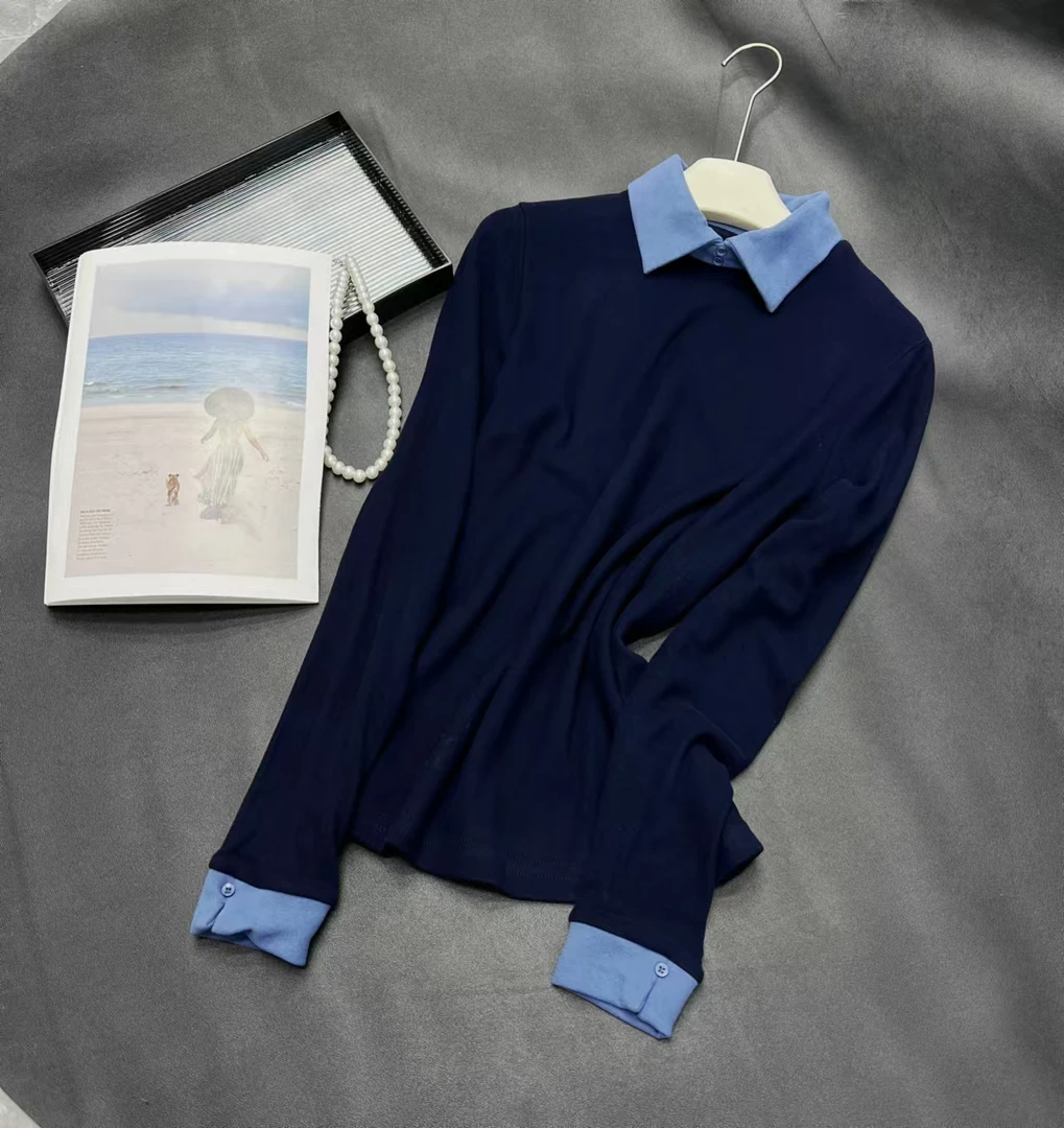 《姚家优麦汇》Y5111冬款翻领时尚百搭长袖显瘦上衣款女