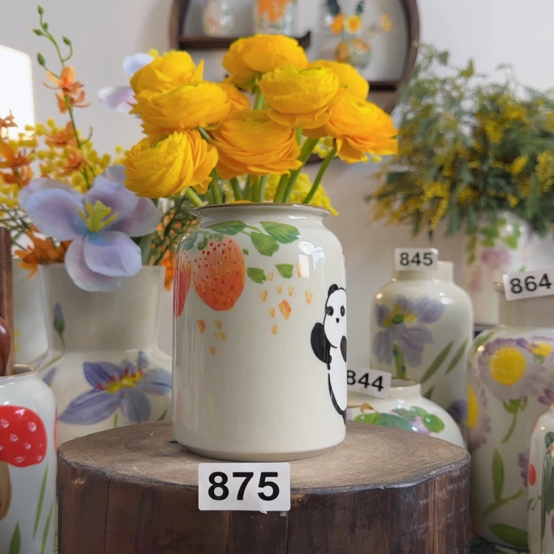 摆件景德镇陶瓷手绘小花瓶摆件无孔