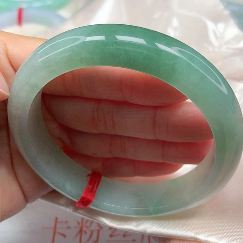 【闪购商品】翡翠手镯未镶嵌冰胶飘油绿手镯5960圈14号