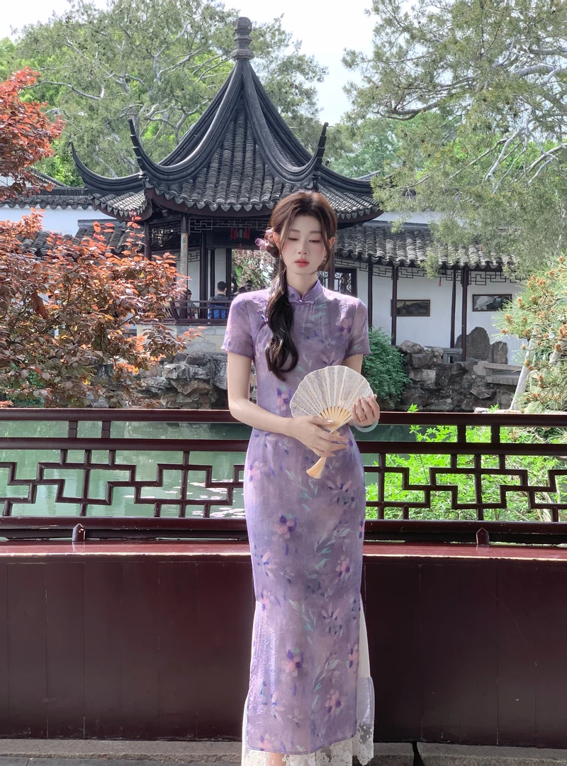 EIA一尧新中式国风【紫黛】气质古朴清雅旗袍连衣裙显瘦温婉禅意裙
