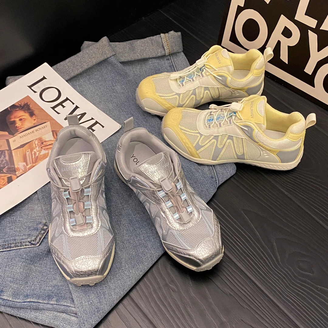 贾不假户外休闲鞋2025秋季网面透气登山运动鞋厚底增高爆款老爹鞋