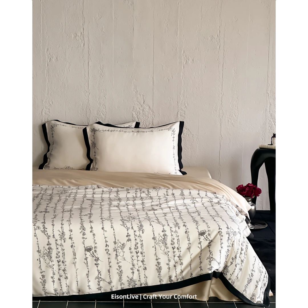 柳岸花堤 100%奥地利兰精天丝四件套凉感冰丝柔软细腻