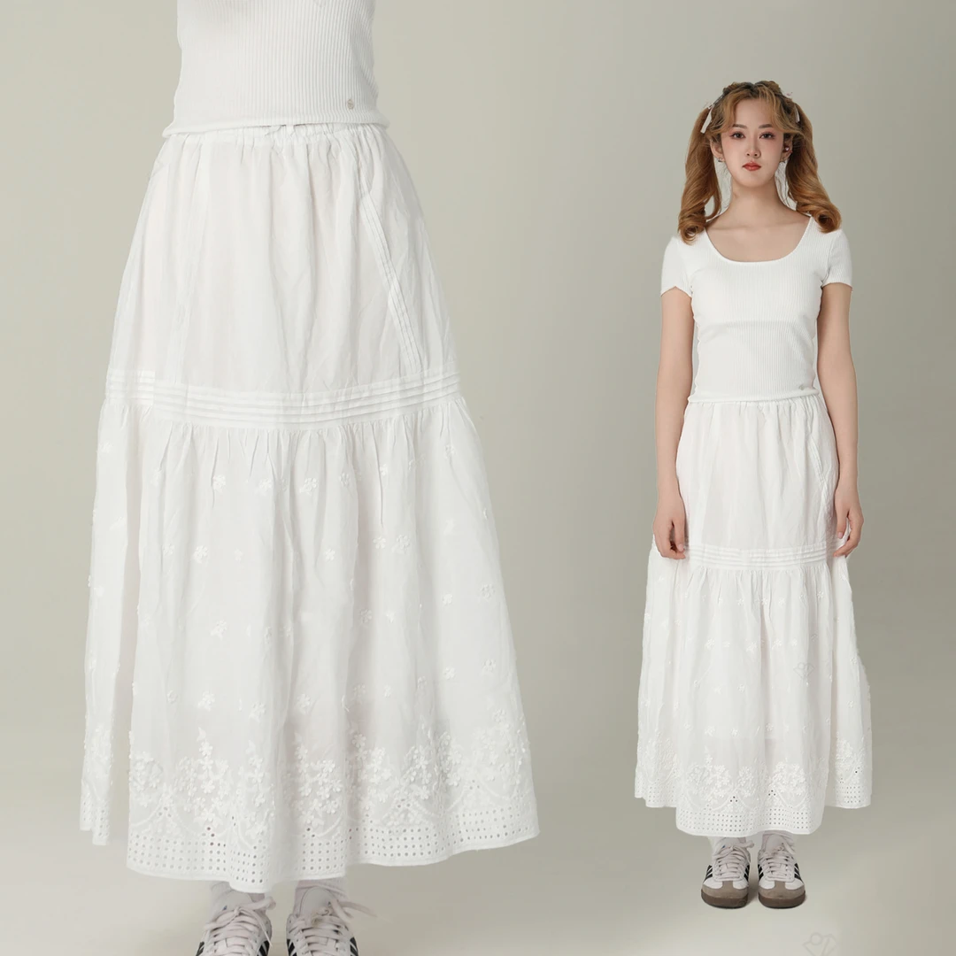 不起球中长裙半身裙高腰中长款裙子时尚夏装女装AD241X8313