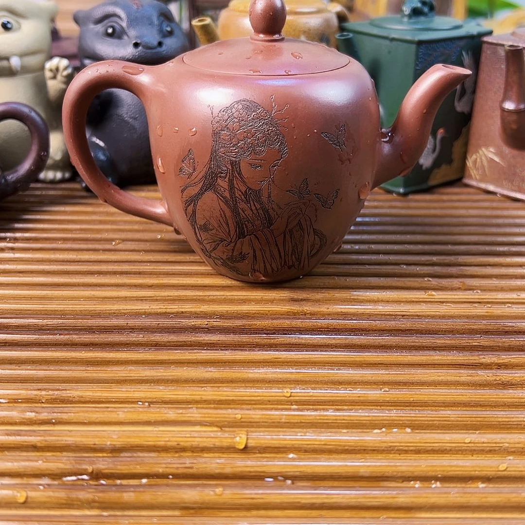 紫砂茶壶美人肩龙血沙230cc