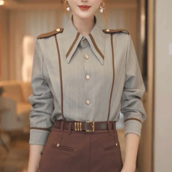352早秋新款高端气质轻奢高级感设计感衬衫女装上衣
