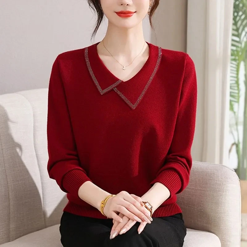 2025秋冬新款洋气针织减龄毛衣宽松针织衫妈妈上衣中年高级打底