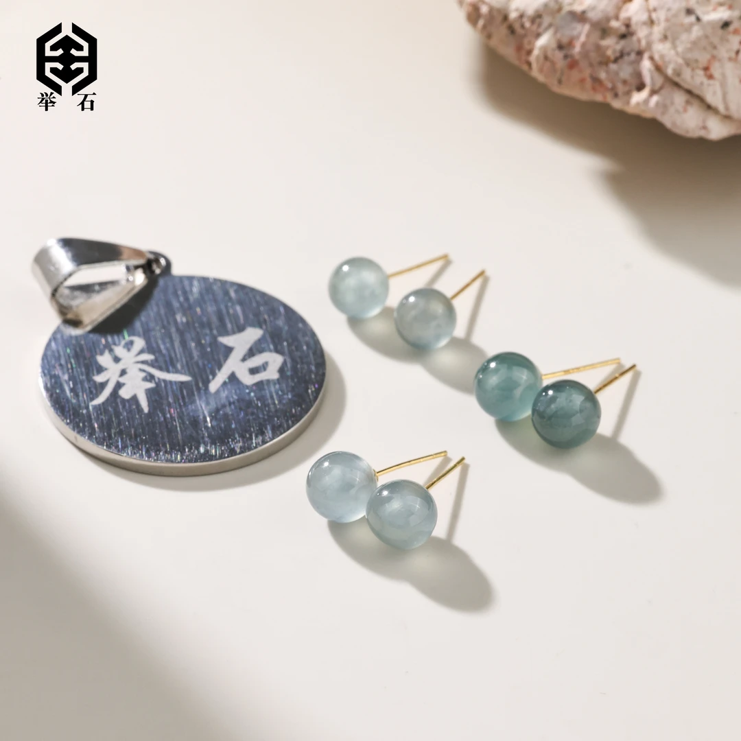 【举石精选】X0922-0127-10翡翠耳饰18K（一对/多样性发/约5mm+）P