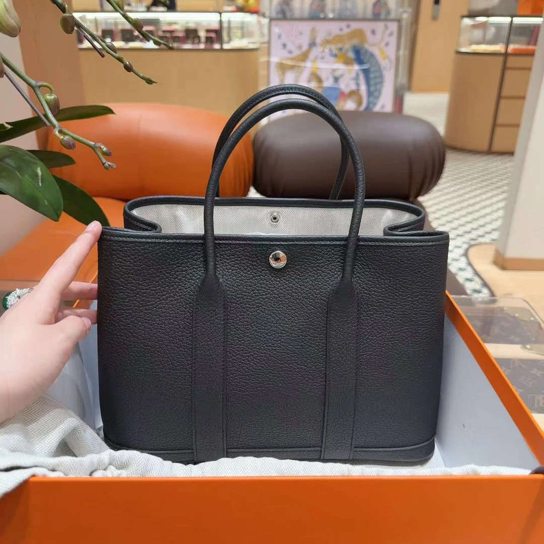 未使用 Hermes/爱马仕 Garden party花园30 全套黑银W刻 25年小票