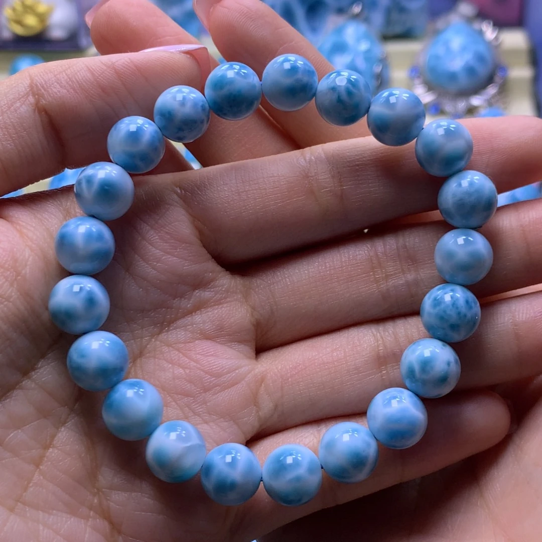 针钠钙石（海纹石）未镶嵌手串9+手串色差略异