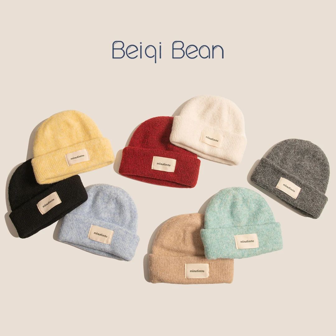 儿童帽子秋冬保暖毛线帽男女宝宝韩版贴布时尚加厚护耳套头针织帽