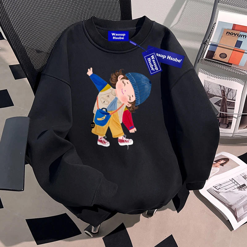 WASSUP HSUBE卡通印花圆领卫衣上衣男女休闲秋冬百搭新款可爱休闲