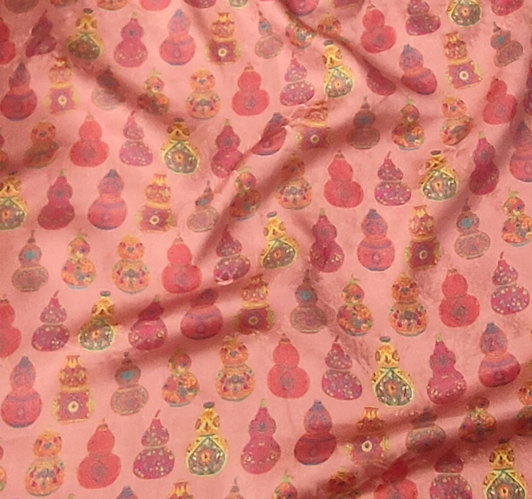 【粉葫芦】26～28姆米114门幅花萝红云纱现货面料（裁剪无退换）