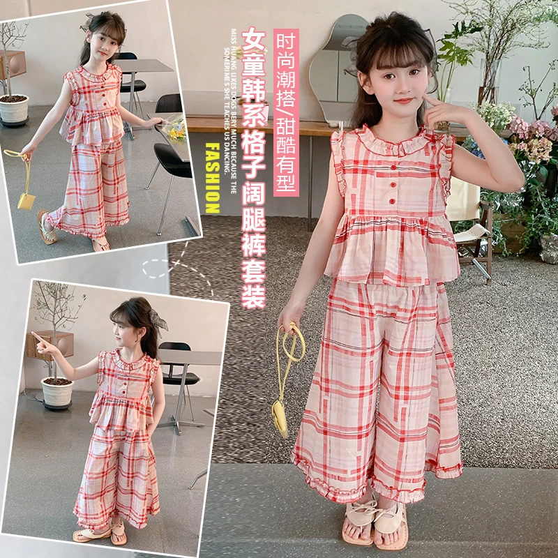 女童无袖套装夏季新款2025爆款儿童中大童装薄款时髦洋气两件套