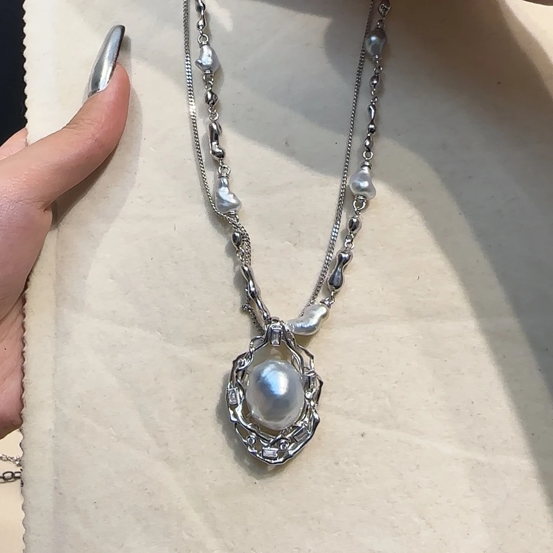 金***宝海水珍珠银S925镶嵌颈饰