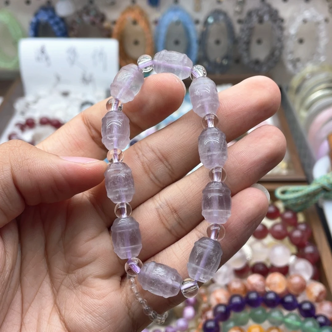 未镶嵌烟晶手链萤石桶珠