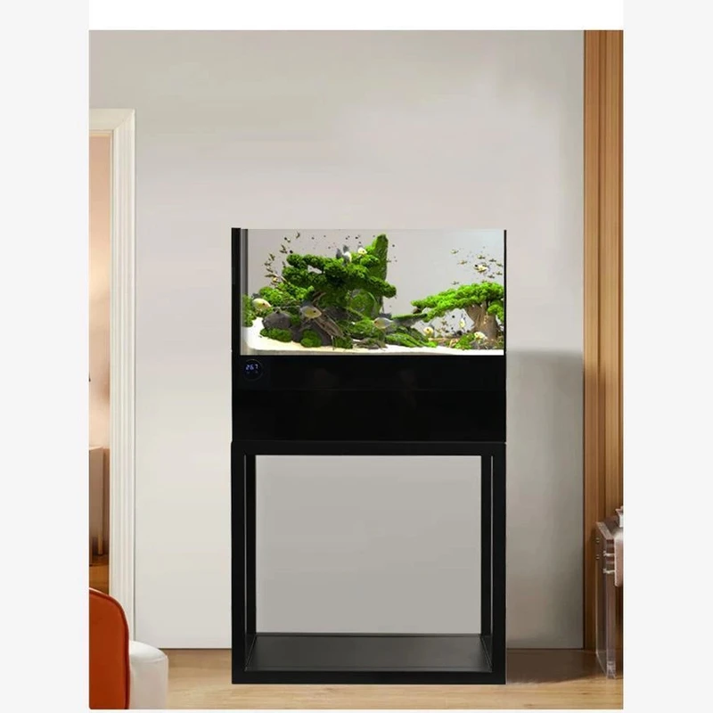 2025年爆款精晶黑武士底滤溪流缸客厅小型生态鱼缸智能超白玻璃缸