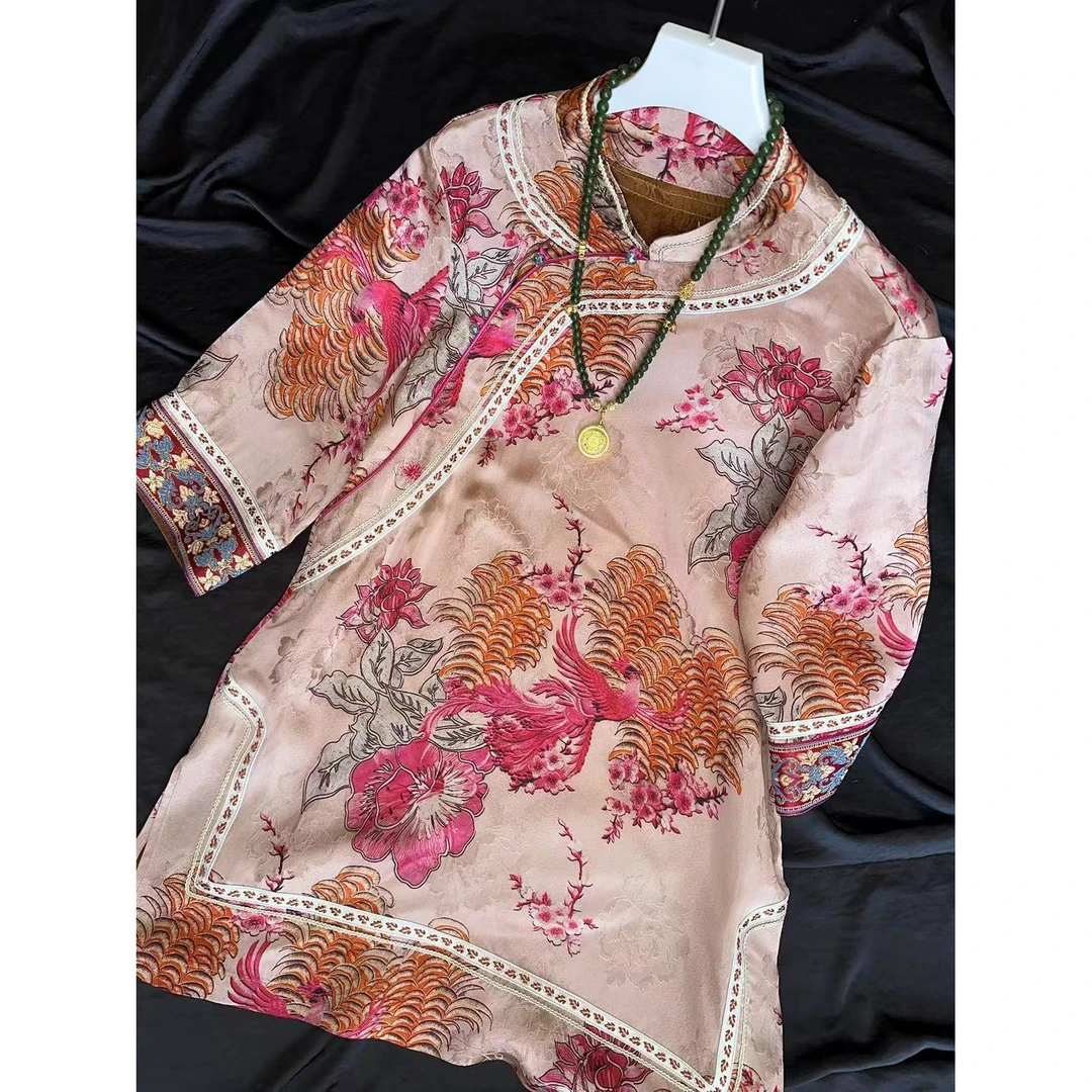 2484-常熟新中式春秋新款【丹凤】国风百搭日常新年战袍格格连衣