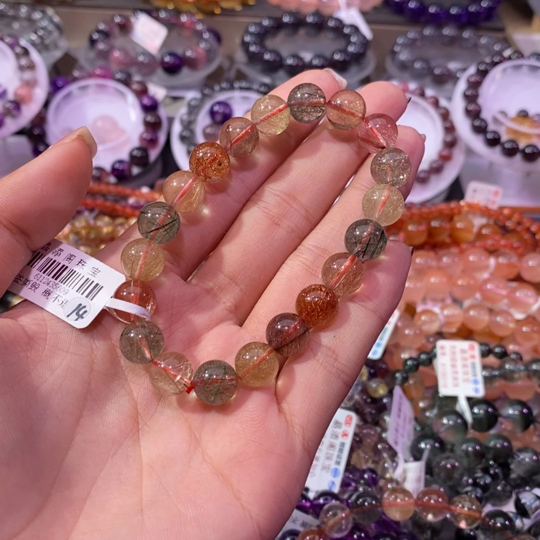 水晶手串未镶嵌熊**霉彩发晶9+