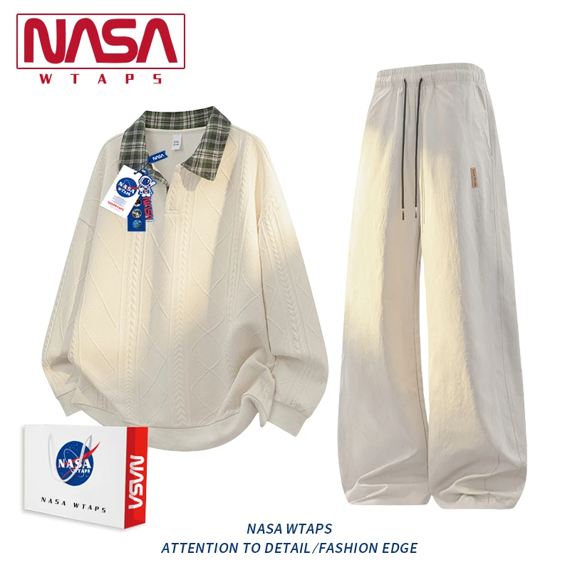 NASA WTAPS休闲运动套装男款秋季新款宽松卫衣直筒裤搭配两件套男