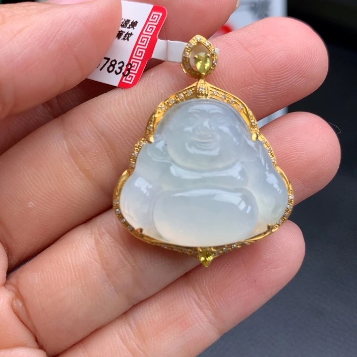 吊坠(不含链)18K金镶嵌翡翠