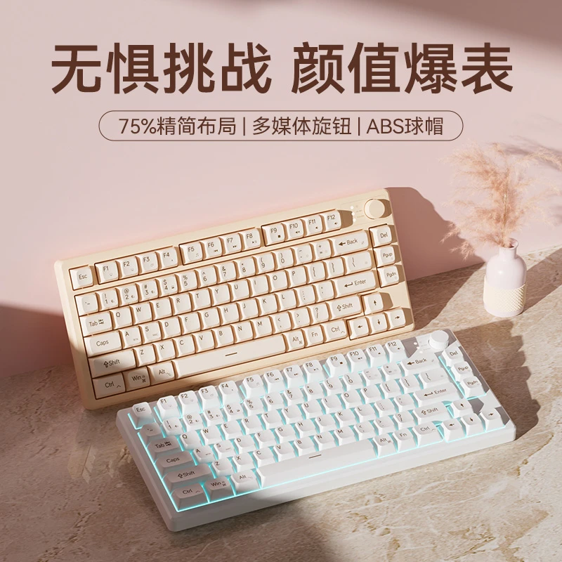 梦族Z75静音女生高颜值游戏键盘电竞女生办公专用笔记本电脑平板