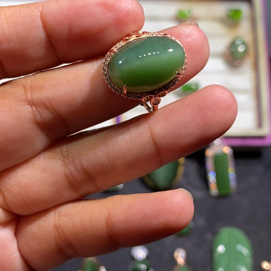 和田玉（碧玉）银S925镶嵌颈饰