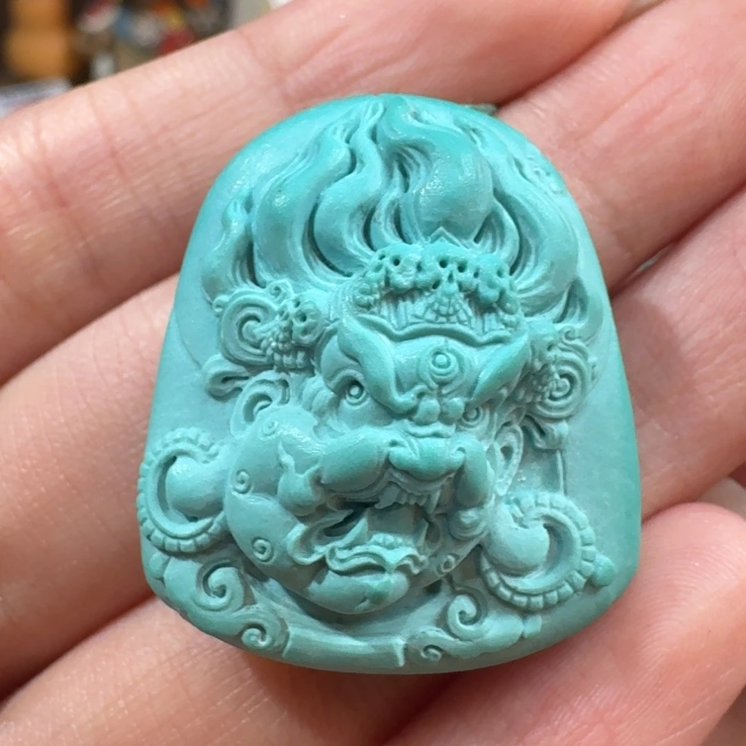 未镶嵌绿松石珠宝半成品李飞虎大黑天雕刻件
