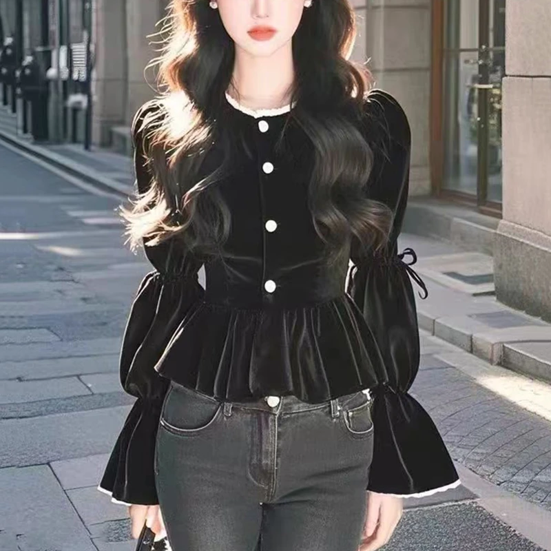 高级感赫本风系带长袖衬衫女春季新款温柔风别致绝美气质百搭上衣