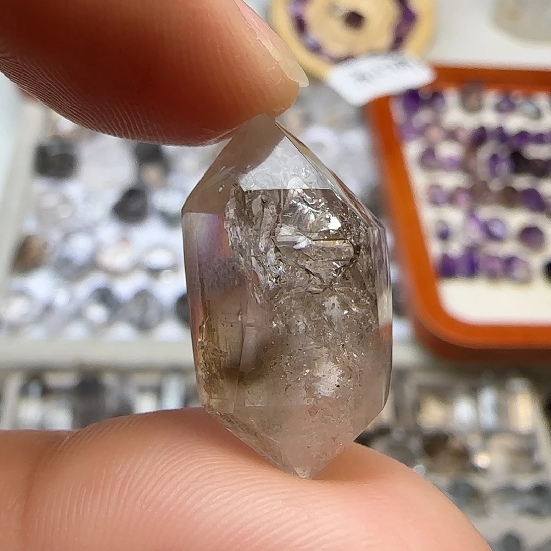 未镶嵌珠宝半成品水晶闪灵双尖随形