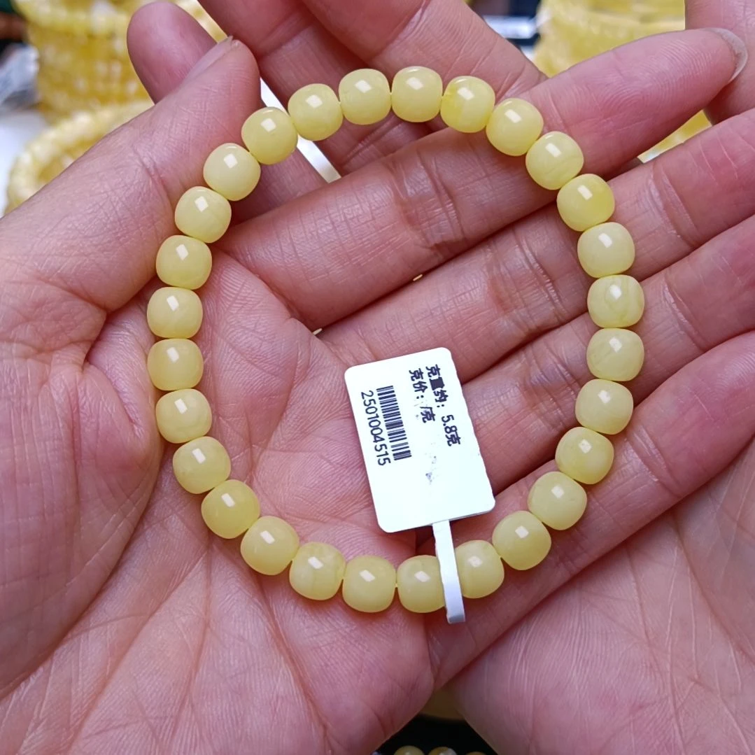 蜜蜡手链未镶嵌S***r俄料蜜蜡奶豆手串