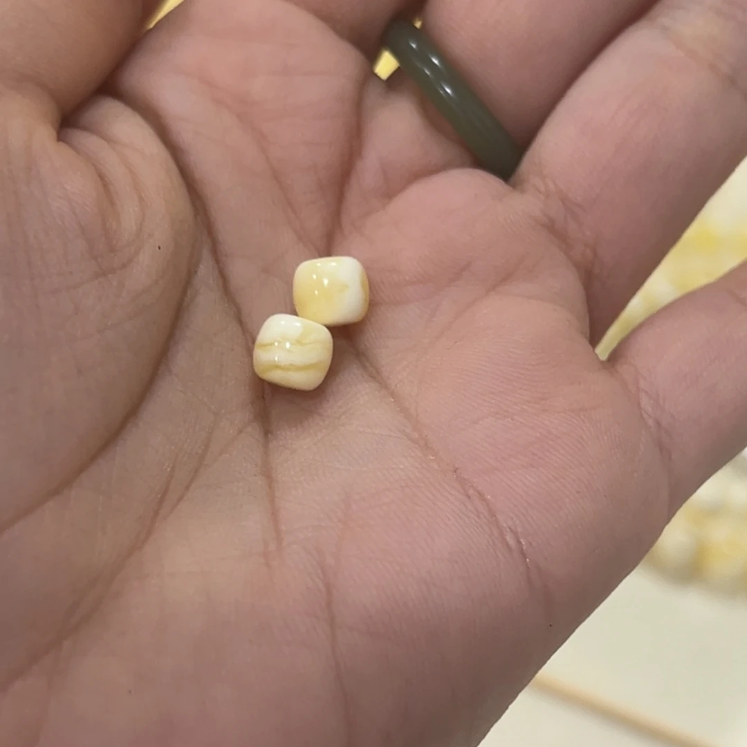 A****蜜蜡未镶嵌手链6.5m白蜡对珠