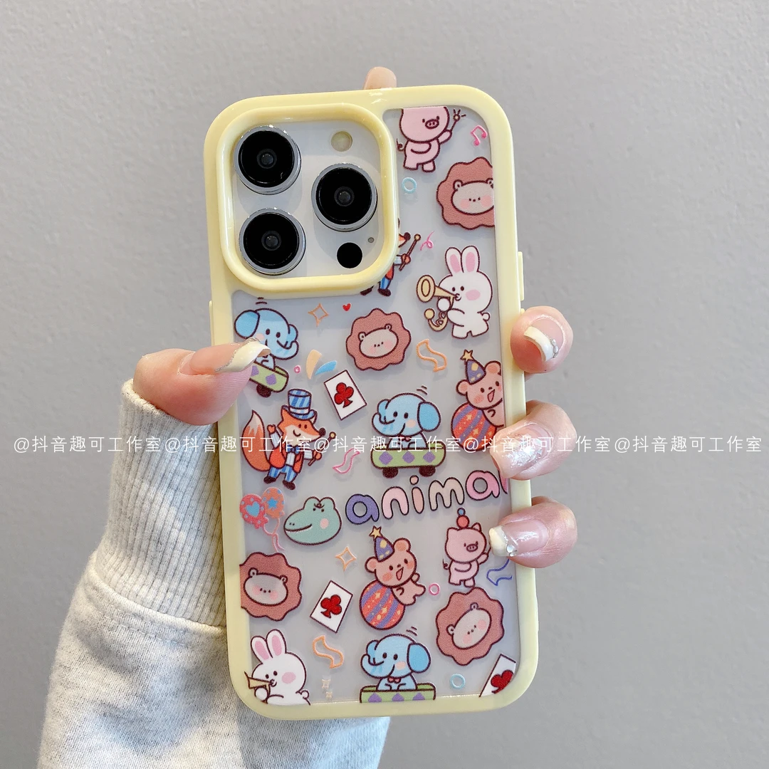 （苹果）透色二合一适用iphone16promax15/14/13/12/11马戏团手机壳